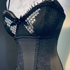 gothic corset top with spiked detailing